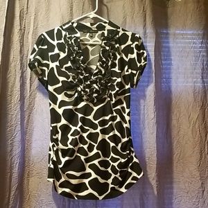 Heart soul black white fitted blouse size XL
